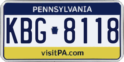 PA license plate KBG8118