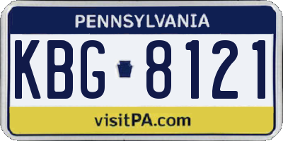 PA license plate KBG8121