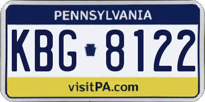 PA license plate KBG8122
