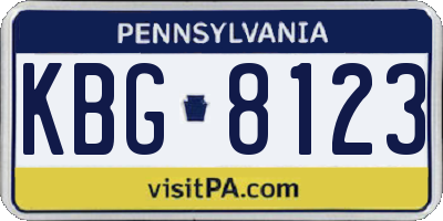 PA license plate KBG8123