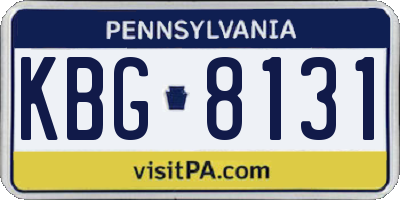 PA license plate KBG8131