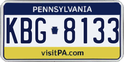 PA license plate KBG8133