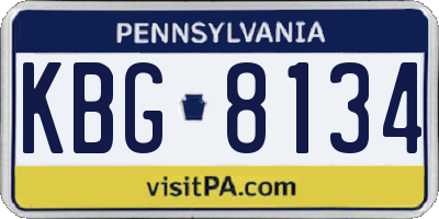 PA license plate KBG8134