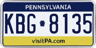 PA license plate KBG8135