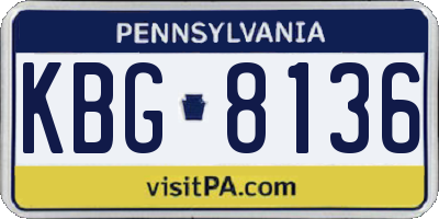 PA license plate KBG8136
