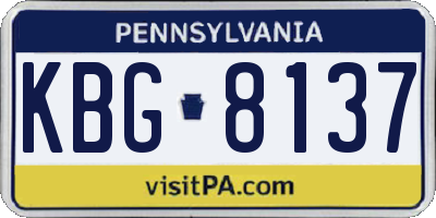 PA license plate KBG8137