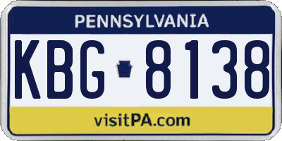 PA license plate KBG8138