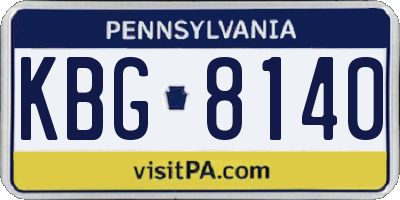 PA license plate KBG8140
