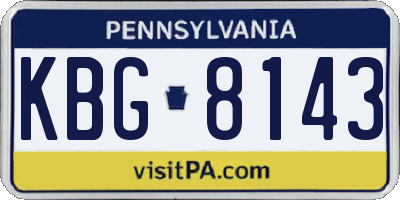 PA license plate KBG8143