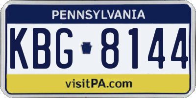 PA license plate KBG8144