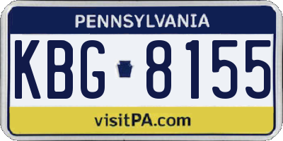 PA license plate KBG8155