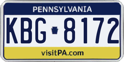 PA license plate KBG8172