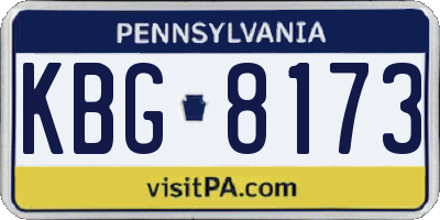 PA license plate KBG8173