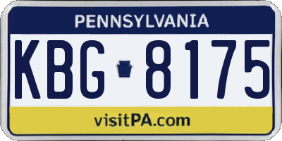 PA license plate KBG8175
