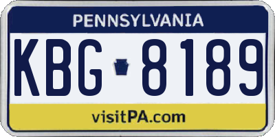 PA license plate KBG8189