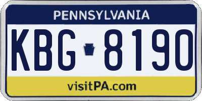 PA license plate KBG8190
