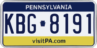 PA license plate KBG8191