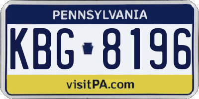 PA license plate KBG8196