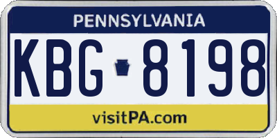 PA license plate KBG8198
