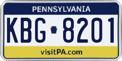 PA license plate KBG8201