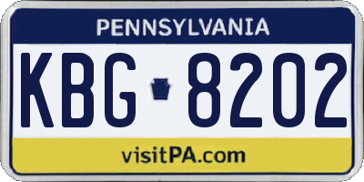 PA license plate KBG8202