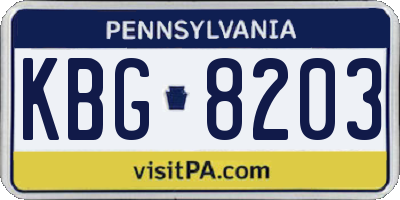 PA license plate KBG8203