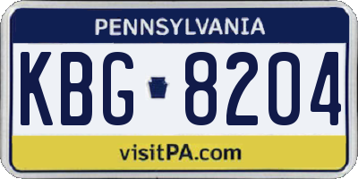 PA license plate KBG8204