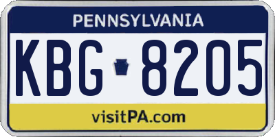 PA license plate KBG8205