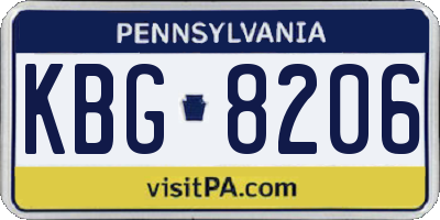 PA license plate KBG8206