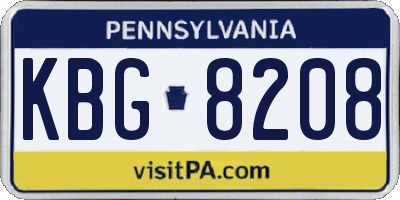 PA license plate KBG8208