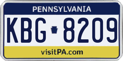 PA license plate KBG8209