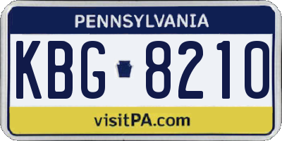 PA license plate KBG8210