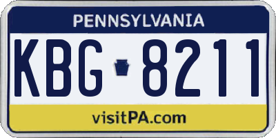 PA license plate KBG8211