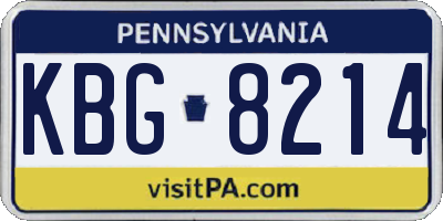 PA license plate KBG8214