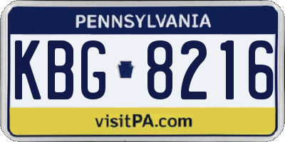 PA license plate KBG8216