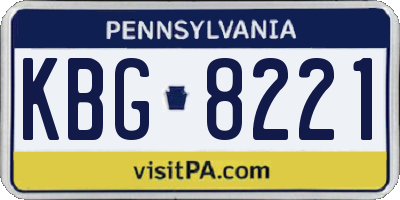 PA license plate KBG8221