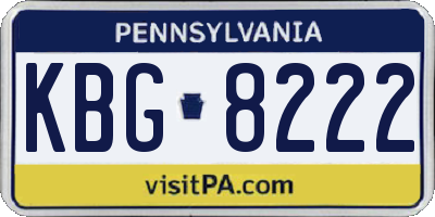 PA license plate KBG8222