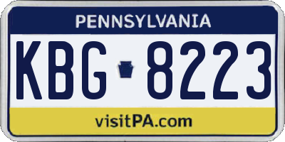 PA license plate KBG8223