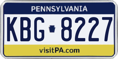 PA license plate KBG8227