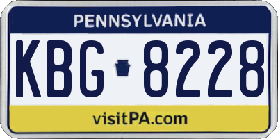 PA license plate KBG8228