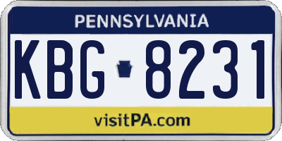 PA license plate KBG8231
