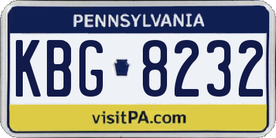 PA license plate KBG8232