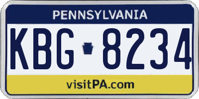 PA license plate KBG8234