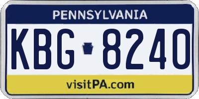 PA license plate KBG8240