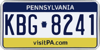PA license plate KBG8241