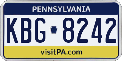 PA license plate KBG8242
