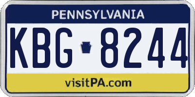 PA license plate KBG8244