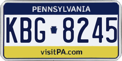 PA license plate KBG8245