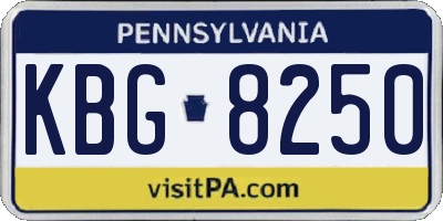 PA license plate KBG8250