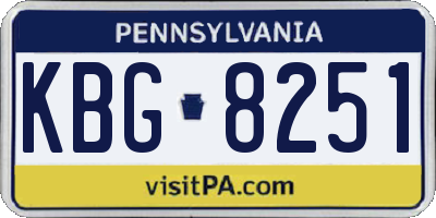 PA license plate KBG8251
